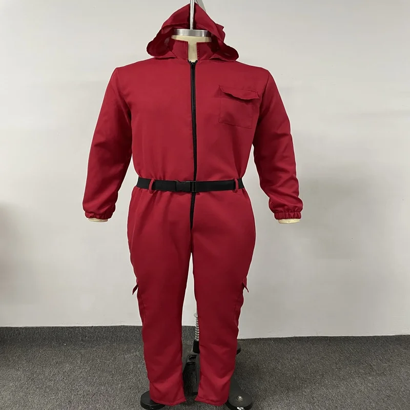 halloween Costume Squid Cosplay Costume Red Jumpsuit with belt Halloween Party Cosplay Squid Game Costume