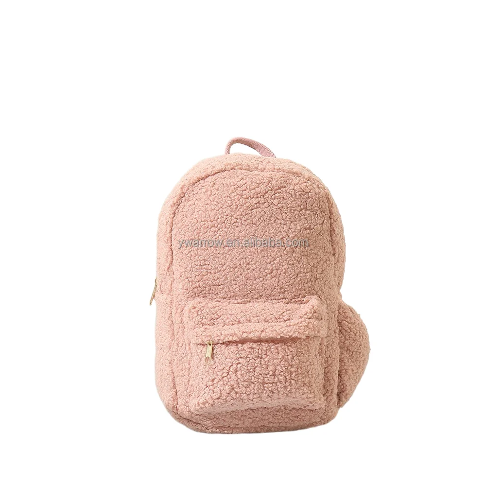 plush fur teddy bag kids travel Hiking girl plush teddy backpack kids plush toddler backpack Teddy fur bag with front pocket