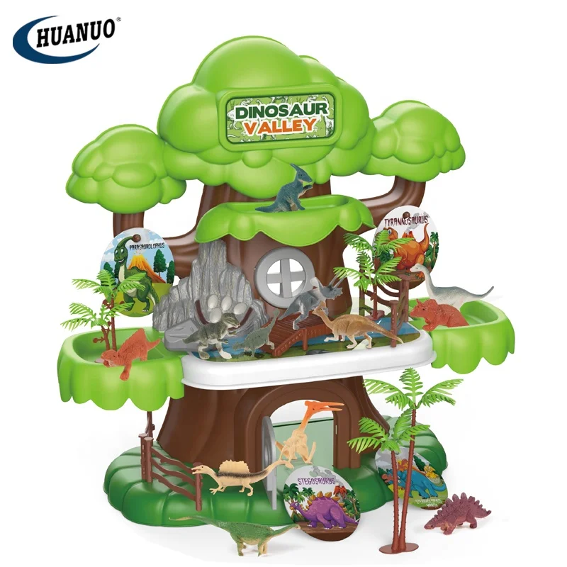 2024 Kids Newest Dinosaur Scene Toy Set DIY Dinosaur Valley Game Funny Dinosaur Figure Toys Play Set For Kid Gift