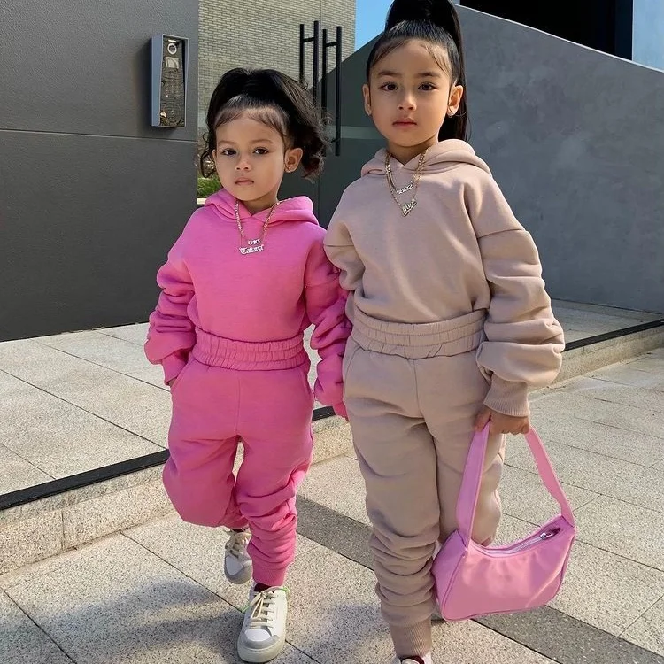 Детская одежда хлопковый костюм с толстовкой на заказ для маленьких девочек комплект капюшоном детский зимний