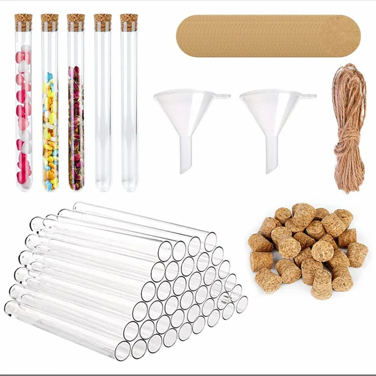 Wholesale Customize 15*100mm clear PS plastic test tube with cork