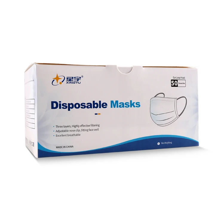 Xingyu Tapabocas Best Seller Box For Disposable Face Mask 3 Ply Surgical Facemask