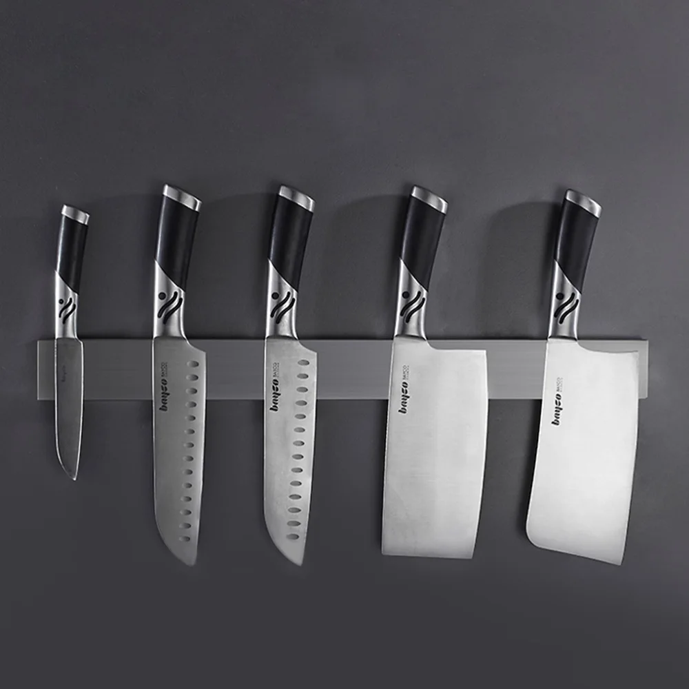 Home Kitchen Magnetic Knife Black Holder 16 inch Stainless Steel Magnet Knife Strip Bar Magnetic Knife Holder for Kitchen