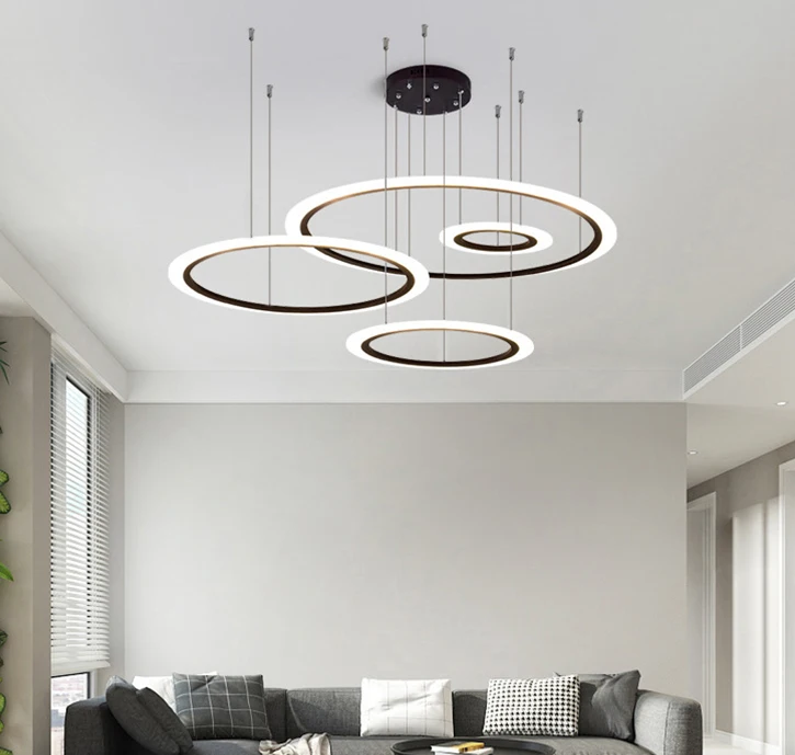 Acrylic Round modern Luxury Home decoration Rings LED Ceiling Pendant Lights for dining room