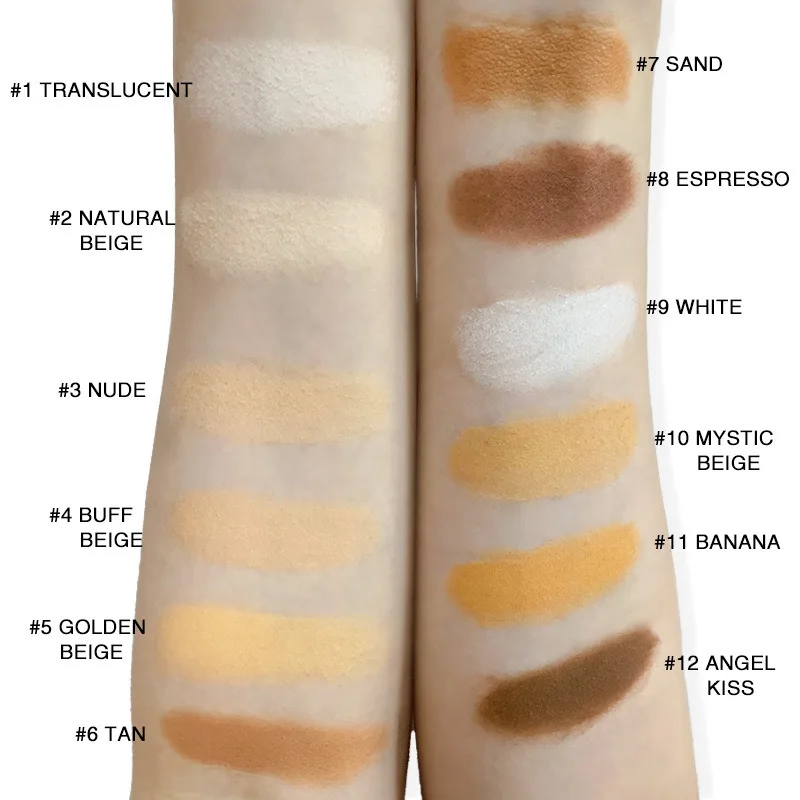 OEM Best Long Lasting Perfect Makeup Face Powder Foundation private Label Wholesale Pressed Powder  For All Skin