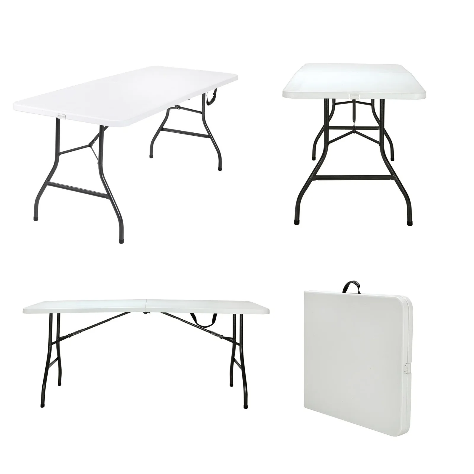 6Ft Folding Table Indoor Outdoor Portable Plastic Picnic Desk With Steel Legs And Handle For Banquet Event Group Gathering