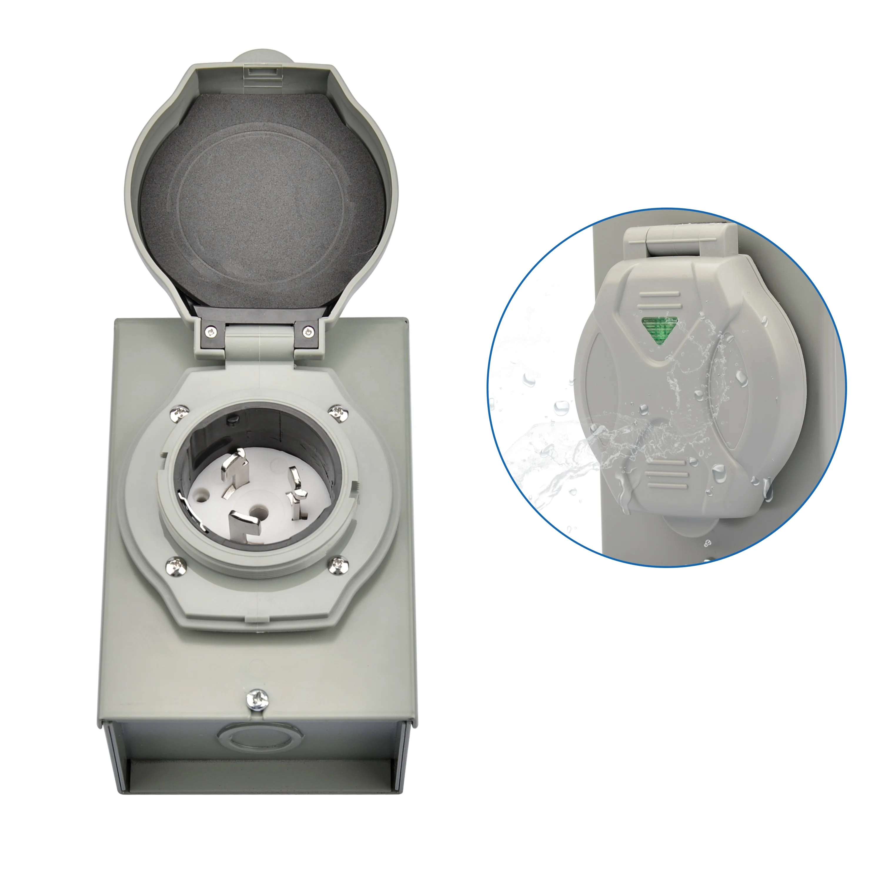 J 50 Amp SS2-50P Generator Power Inlet Box, NEMA 3R Power Inlet Box, Generator Plug for Outdoor Receptacle