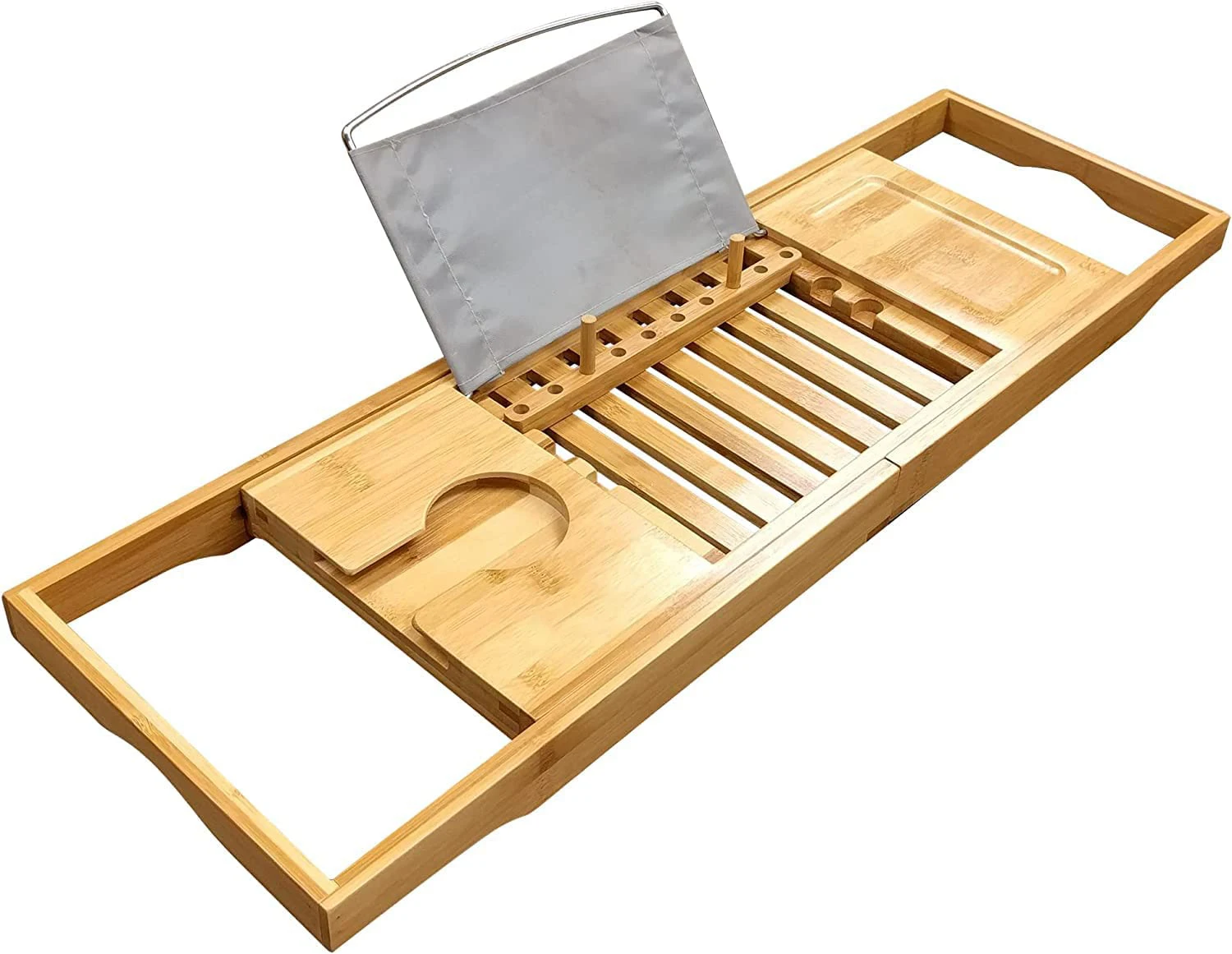 Wooden Bamboo Luxury Bathtub Tray for Your Book, Tablet or Smartphone