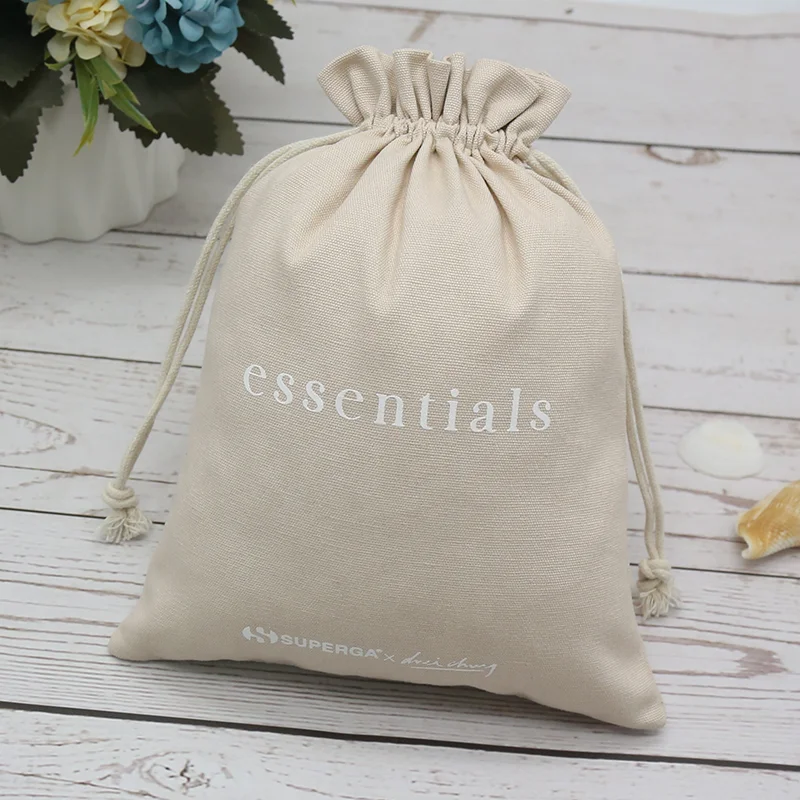 Canvas Bag Custom Logo Eco Friendly Plain Promote Drawstring For Packaging
