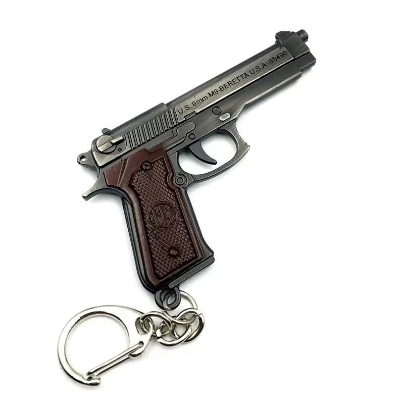 Mini revolver weapon gun model pendant metal key chain backpack accessories car