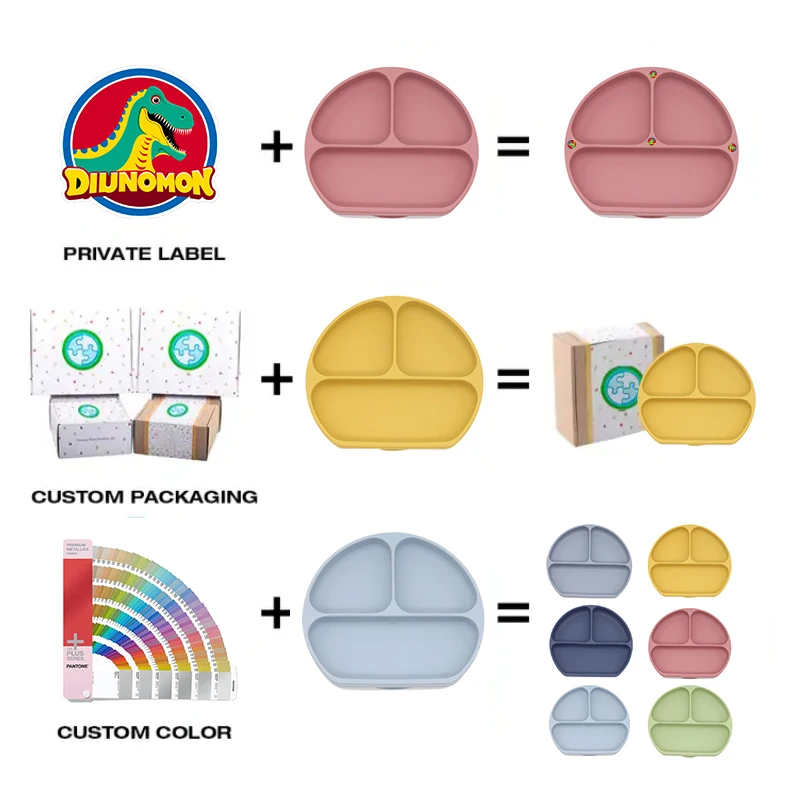 Eco-friendly Bpa Free Non-spill Kids Silicone Suction Bowl Plate Bib Cutlery Silicone Bib Bowl Spoon Baby Feeding Set