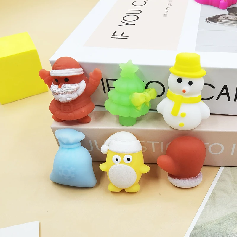 Christmas Stress Relief Mini Cute Kawaii TPR Soft Mochi Squishy Animals Squishy Fidget Toys For Kids