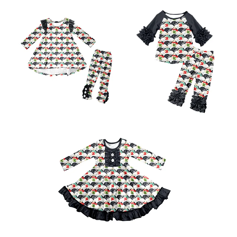 Wholesale children clothing hot selling boutique milk silk Customized Polar Bear Gift Box Cute Sweet Girl suit