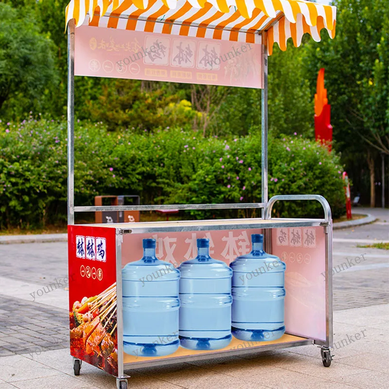 Folding Food Cart For Night Market Stall Snacks Noodles Dumplings Buns Ice Cream Fast Food Drink Coffee Foldable Delivery Carts