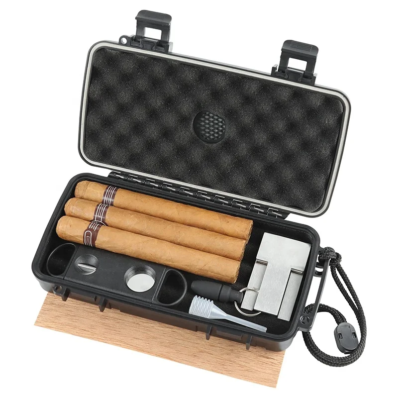 Wholesale Promotional Travel Cigar Humidor Plastic Cigar Case Portable Waterproof Cigar Box