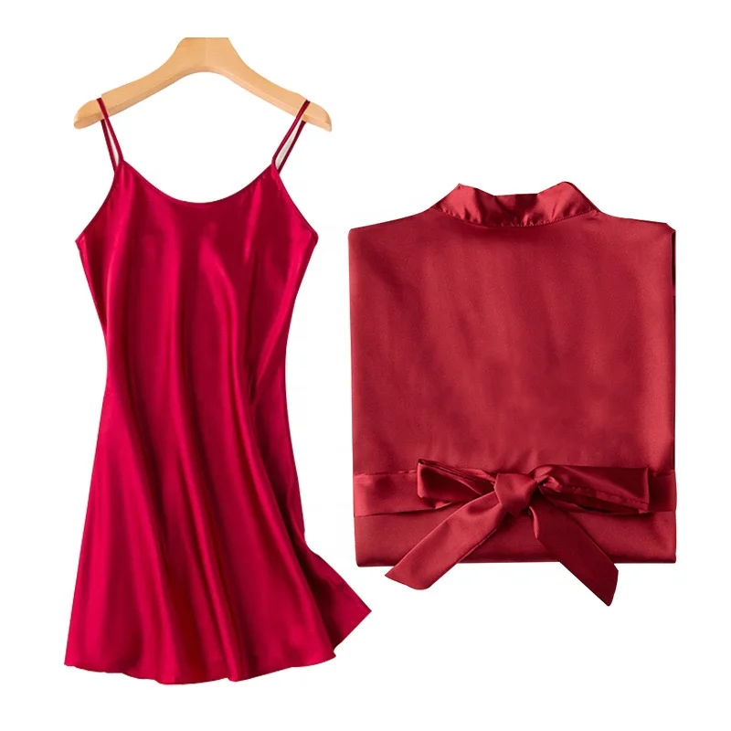 Wholesale 2pcs Bride and Bridesmaid Wedding Robe Set Spaghetti Strap Sexy Nightdress Embroidery Kimono Morning Robe for Women