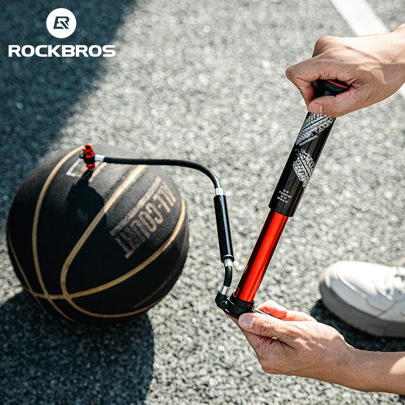 ROCKBROS Lightweight Mini Bicycle Air Pump Hand Pump for Basketball Motorcycle Multifunctional Mini Bicycle Stand Foot Pump