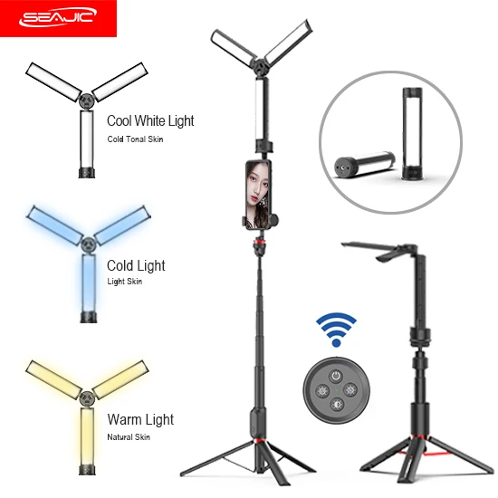 Desktop Video Chat Led Selfie Fill Light Adjustable Desk Lamp Surrounding Lights Compatible for Phone Selfie Tripod