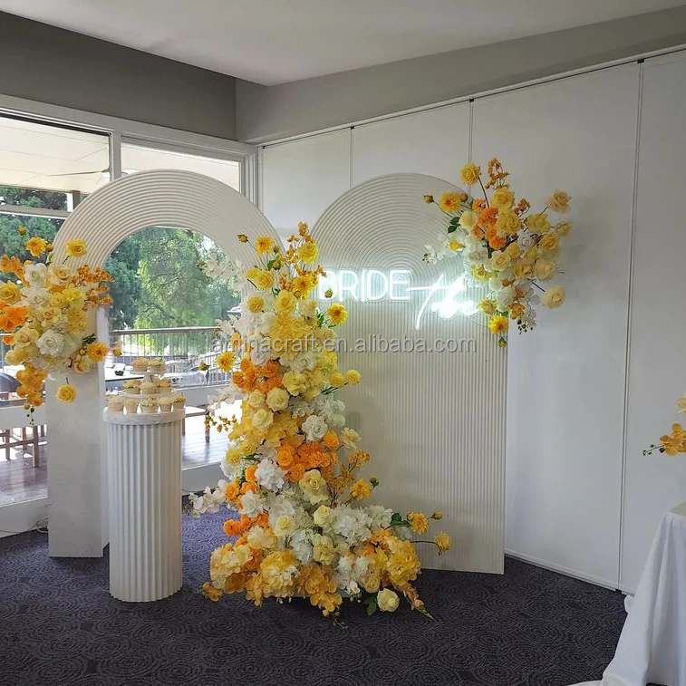 Amina Craft Party White Acrylic Backdrop Props Background Decoration PVC Backdrop Arch for Wedding Stage Decoration