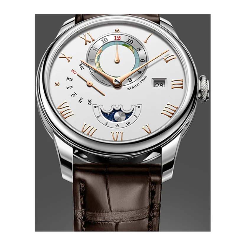 Мужские механические наручные часы с календарём, корпус из нержавеющей стали под заказ