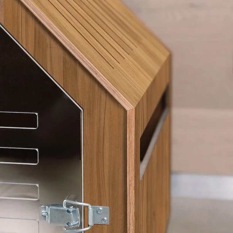 Cat Scratcher House With Acrylic Door Stained Wood Dog Furniture Houses Large Washable Luxury Cat Bed Pet Dog Bed