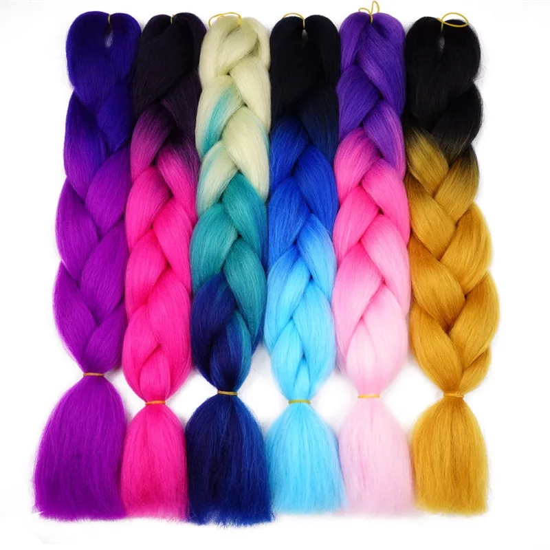 Synthetic Yaki Ombre Braiding Hair Attachment for Braids Pre Stretched Expression Super Jumbo Braid For African Hair Extension