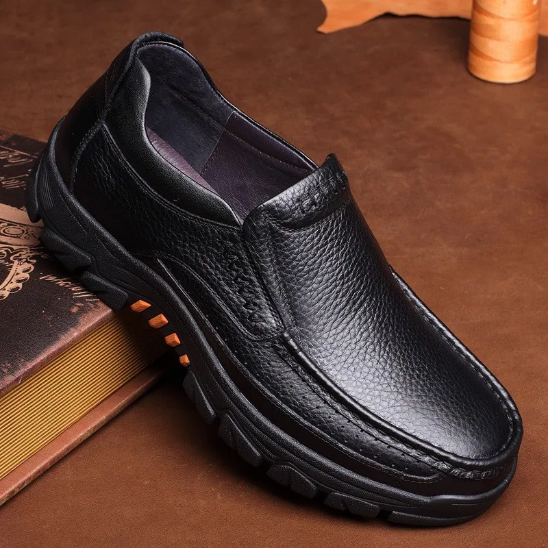 Handmade Leather Men Casual Shoes Soft Sole Wedding Loafers for Men Breathable Slip-on Luxury Business Dress Oxford Shoes