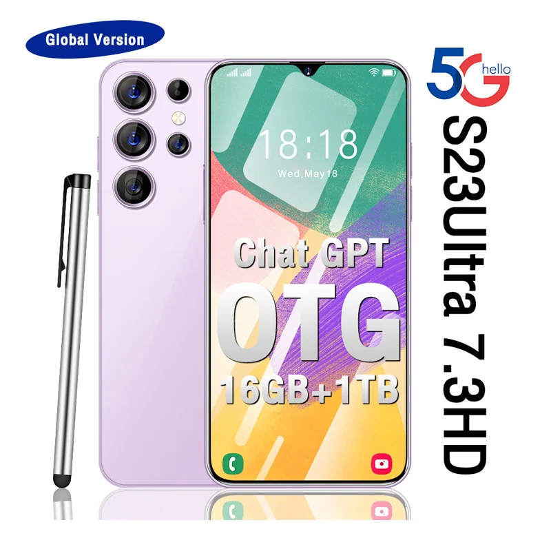 S23 Ultra Mobile Phones 16G Rams + 1TB Cell Phones Android Telefon Telephones Mobiles Utilises 3g & 4g Smartphone