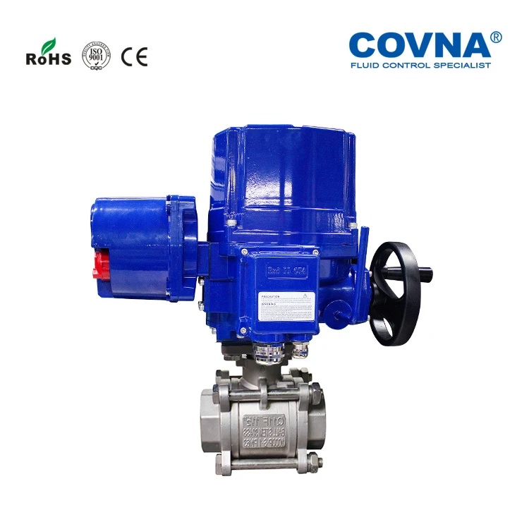 COVNA Motorized Valves 110V 220V Explosion-proof rs 485 2 inch Electric Actuator 3-Piece Ball Valve