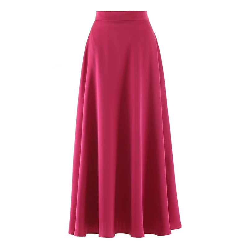 French Vintage Clothes Modern Classy Series Chic Trumpet Zipper-up Satin High Waist Office Ladies Elegant Women Skirt