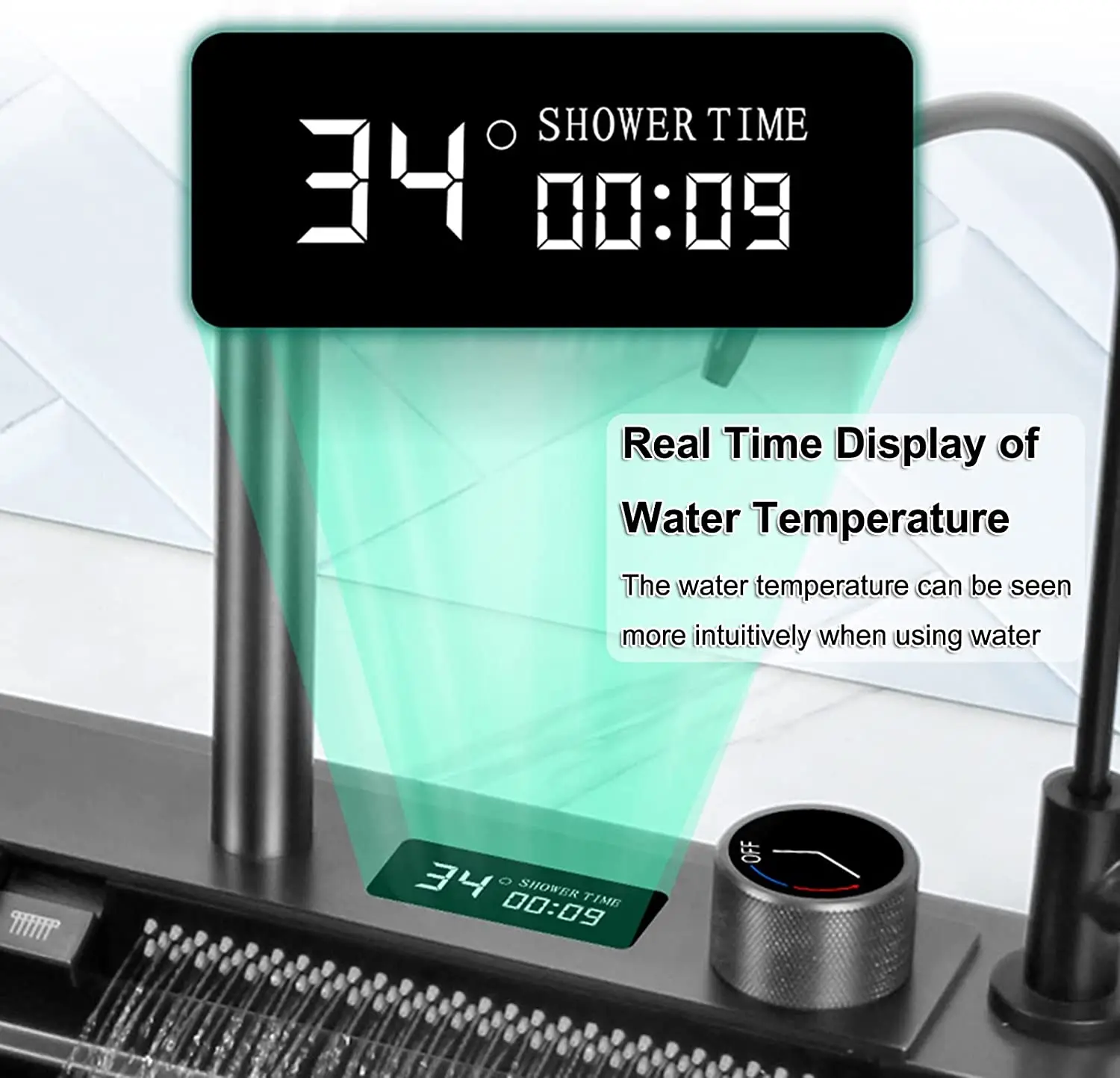 Kitchen Sink, 304 Stainless Steel Nano Raindance Waterfall Sink, with Pull-Out Faucet Single Bowl Big Sink