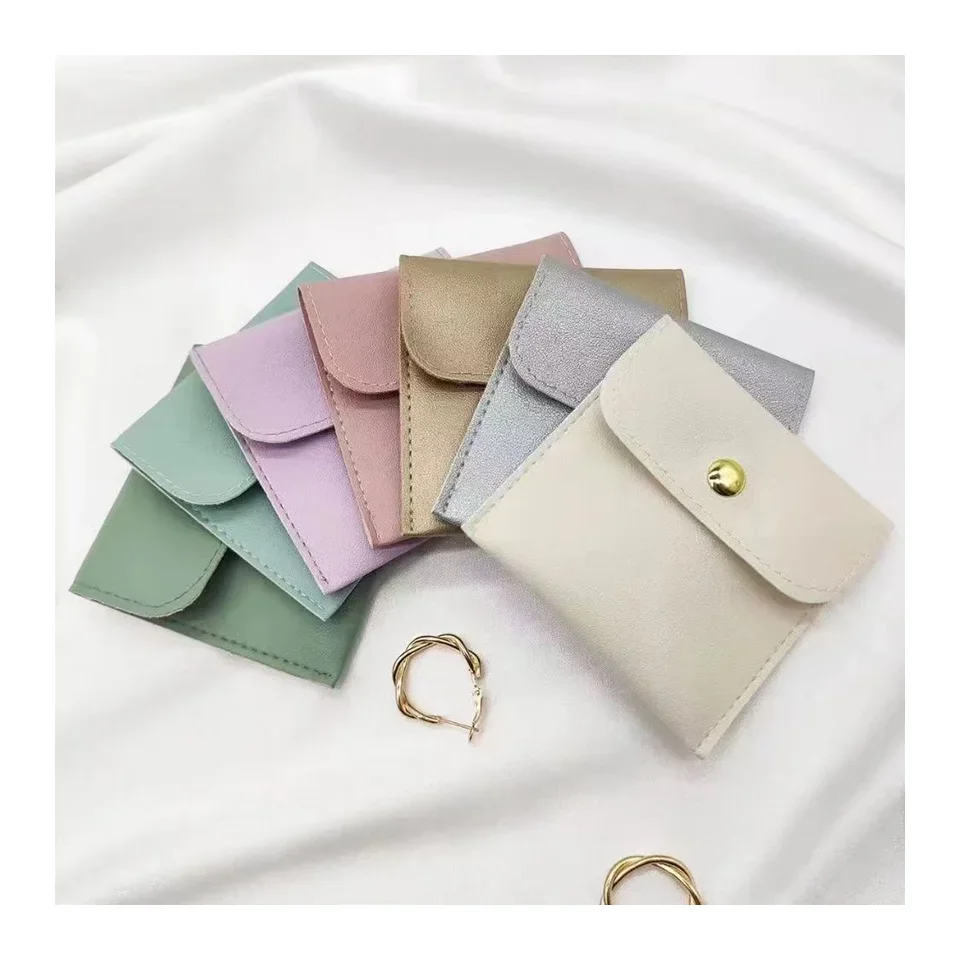 Custom Wholesale LOGO Small Lock Buckle Bags for Jewelry and Makeup Packaging Leather Women Drawstring Cosmetic Pouch