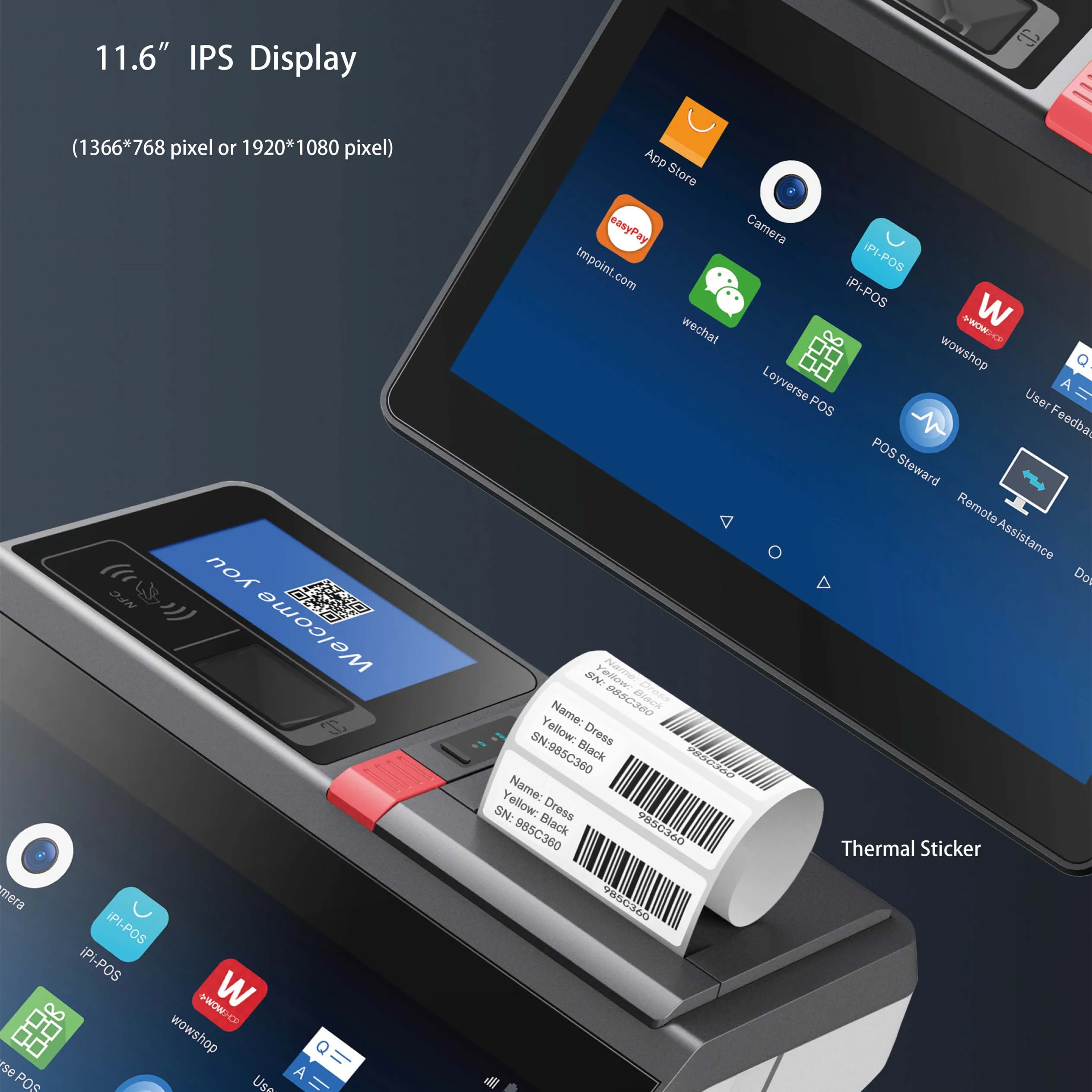 11.6 inch Android All in One windows New Cash Register Desktop Tablet Pos Systems Terminal Touch Screen Pos Machine