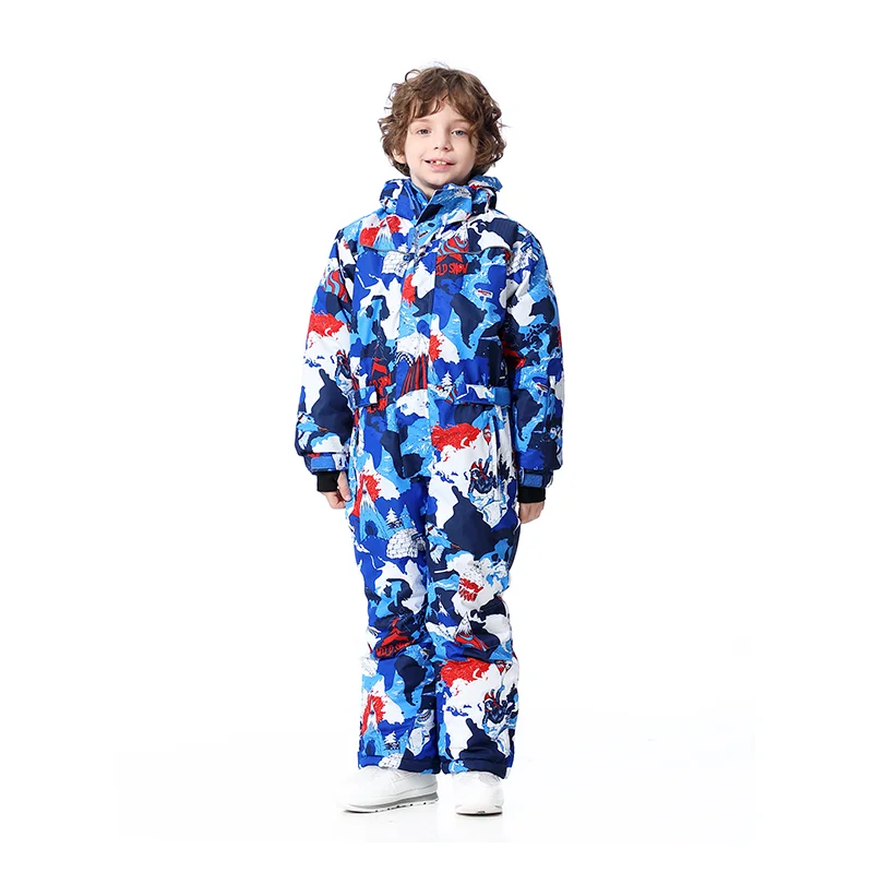 Latest Design Ski Waterproof 5000mm Clothes Outdoor Hiking Gear Kids Full Print Skiing Sets Clothing Ski Suits For Children