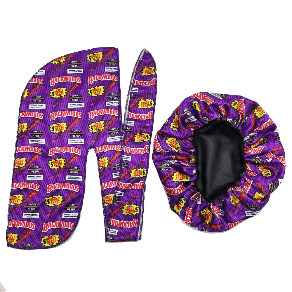 custom logo Luxury Designer Headbands Mens Matching Bonnets  Bonnet And Set Silky Durags Durag For Men Silk