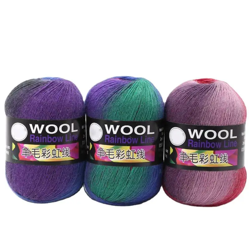 High Quality Fancy Rainbow Color Cashmere Yak Yarn Crochet Comfort Knit Scarf Wool Yarn