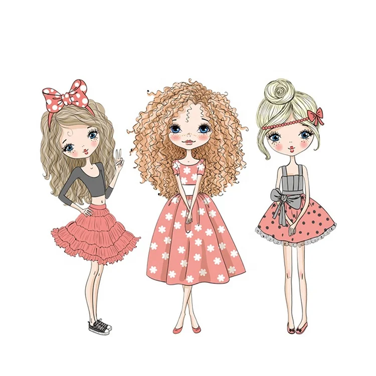 
Mixed Custom Fashion Girl Design plastisol heat transfer Film Sticker 