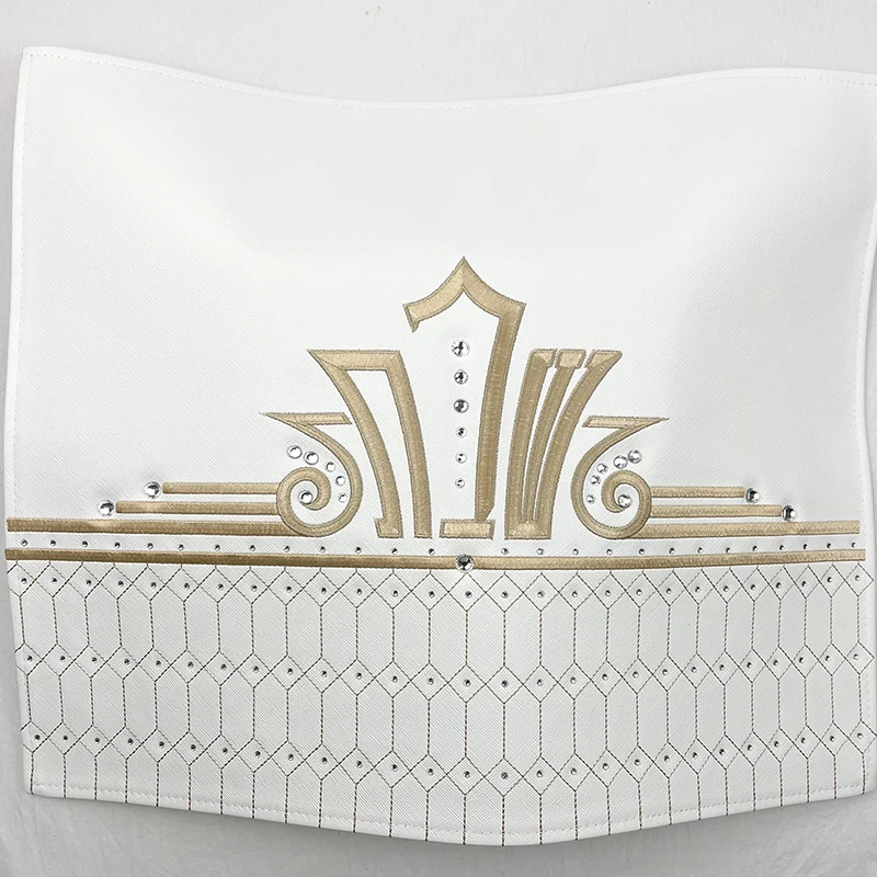 Stones PU Leather Challah Cover for Shabbat With the words in Hebrew Embroidery