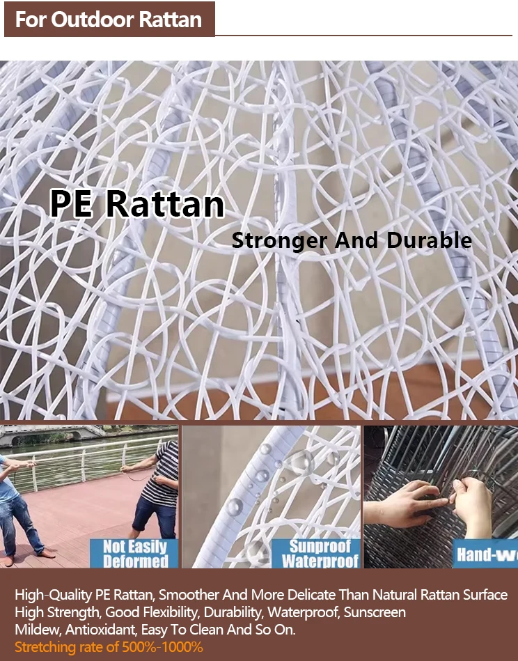 Factory Wholesale Outdoor Furniture Fashion Design Luxury Balcony Patio Hanging Rattan Metal Patio Swing Egg Chair With Stand