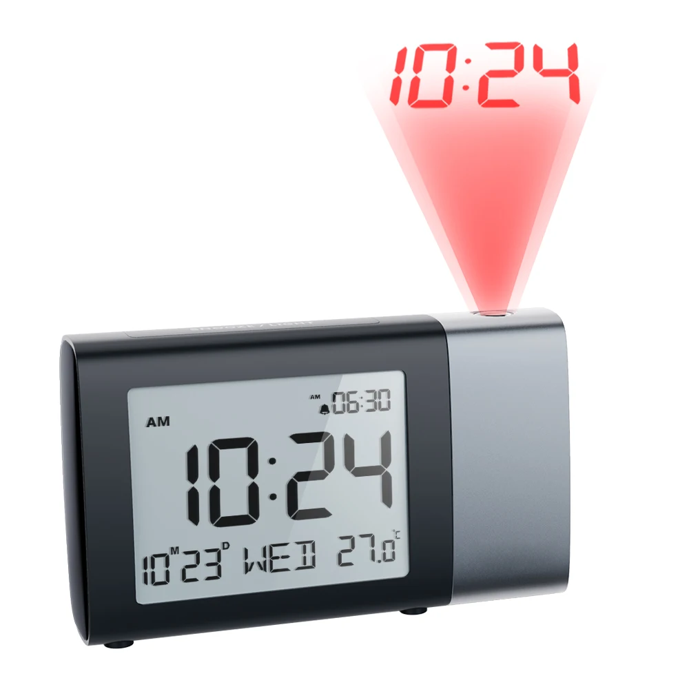 Adjustable Light with Power Adapter and USB Cable countdown Backup Alarm Clock Projector Alarm Clock
