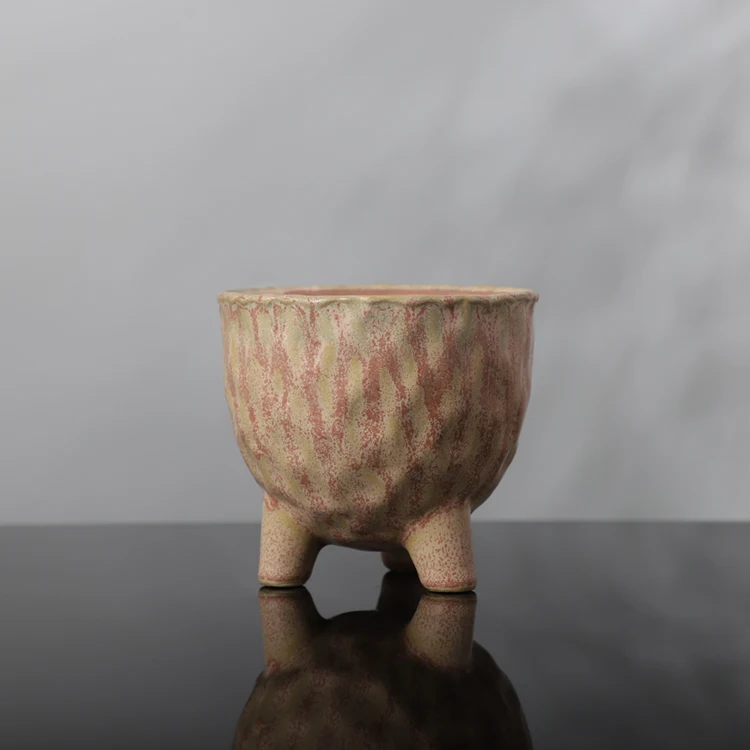 Unique footed design variegated indoor outdoor home decoration piece ceramic planters garden flower pots