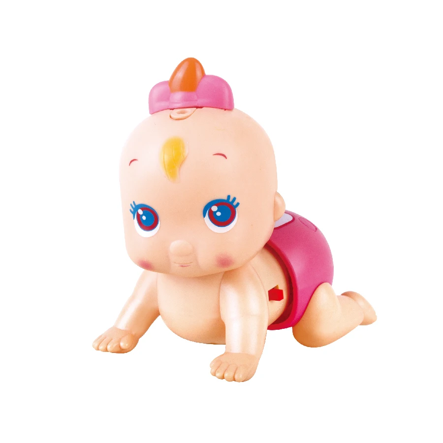 Eco-friendly crawl baby doll for 4.5 inch plastic baby crawl doll with music and light
