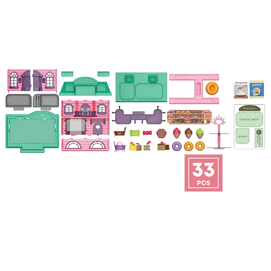 Play House Girls Dessert Table Cream Shop Villa Toy Delicious Food Afternoon Tea Play Toys