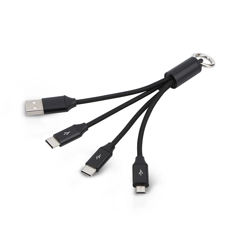 Новый продукт идеи 2024 зарядное устройство 16 см 2A брелок usb 3 в 1 портативное USB кабель для мобильного телефона