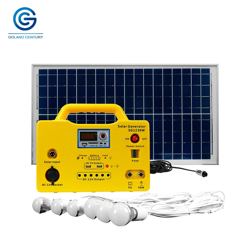30W 18AH 12V DC Portable Solar Lighting Energy Kit for Home Lighting