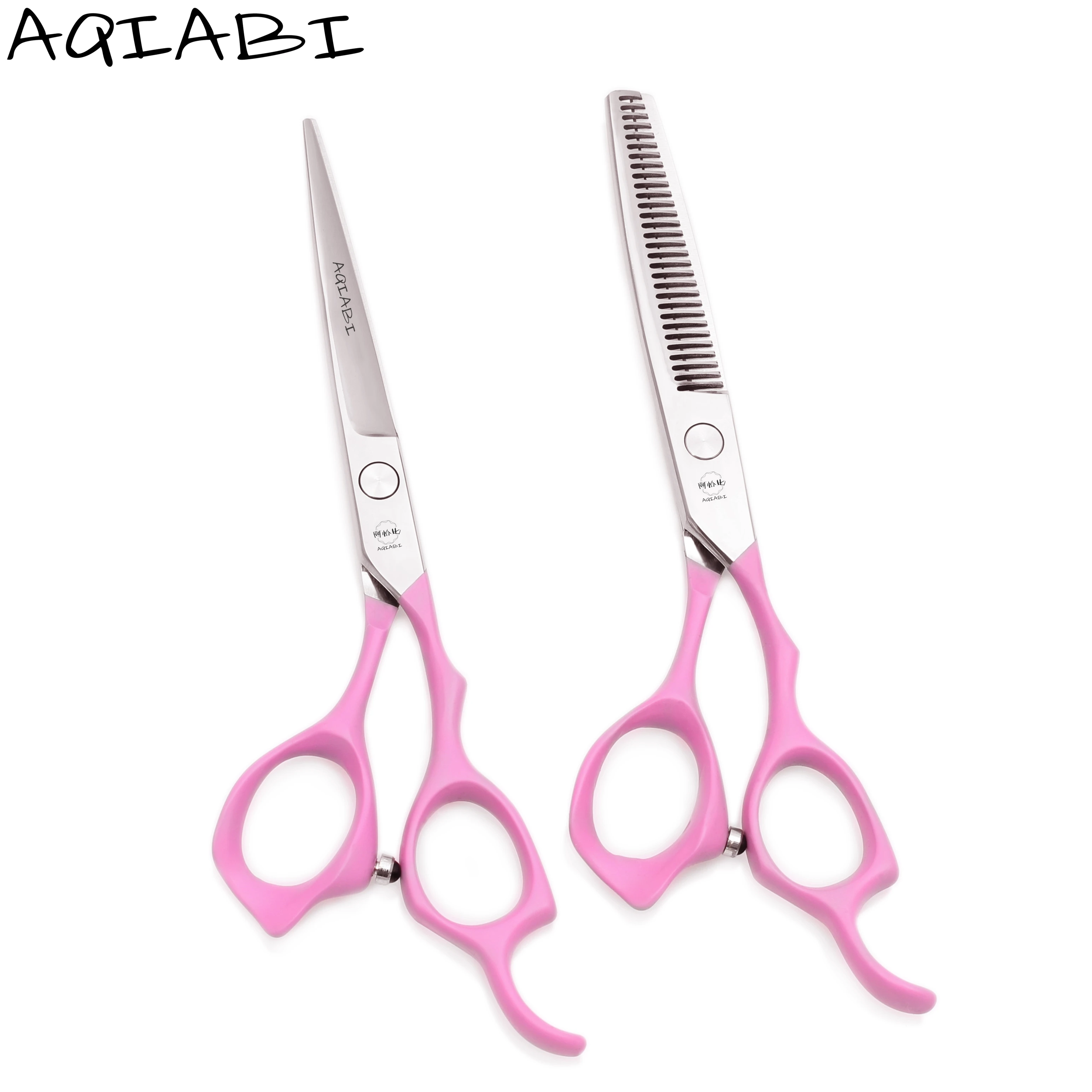 Professional Hairdressing Scissors 6' AQIABI JP 440C Pink Cutting Scissors Thinning Shears Hair Scissors A1024