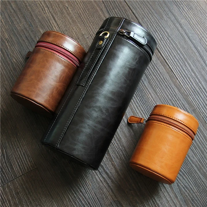 Genuine Leather Camera Lens Bag,Dslr Camera lens Pouch/case/bag