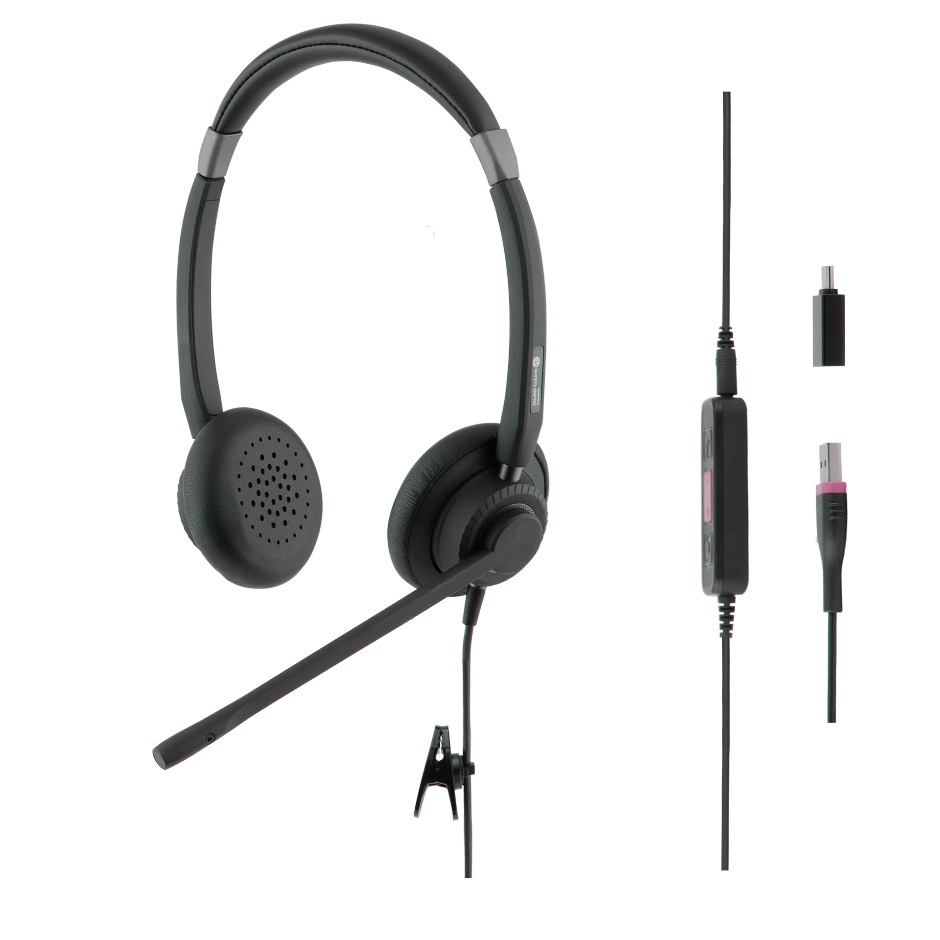 For PC or DeskPhone with 3.5 mm Jack, USB-A port or USB-C port AH 22 M II Corded Binaural Premium Headset with volume,