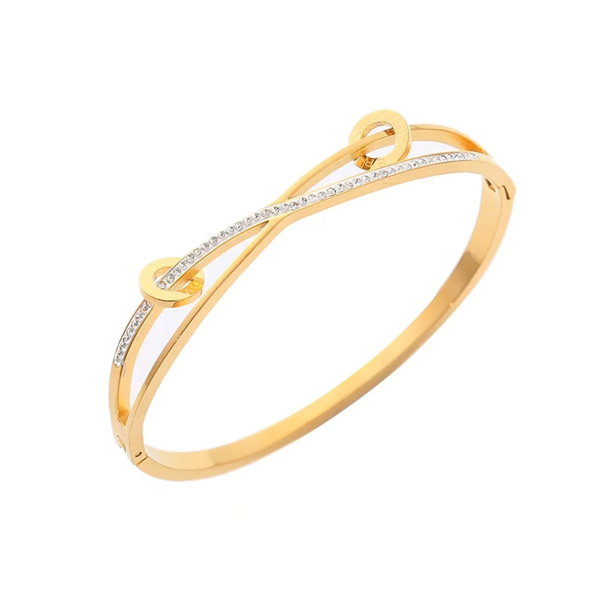 Wholesale Bulk 18K Gold Plated Stainless Steel Bracelets Fashionable Zircon Bijoux Accessories for Weddings and Gifts