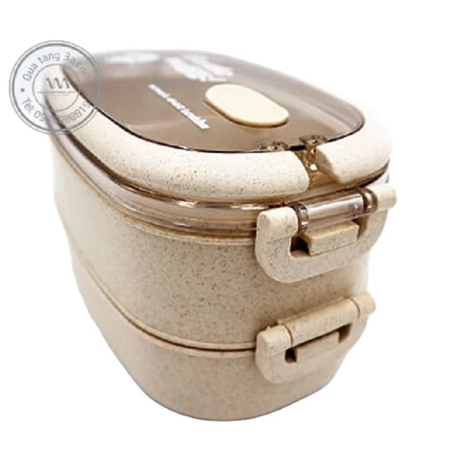 
Creative wheat straw lunch box office portable three layer thermal lunch box wheat straw lunch box 